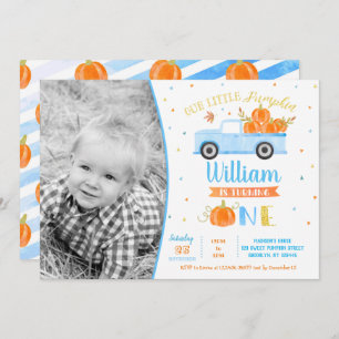 Citrouille Blue Truck First Birthday Invitations G