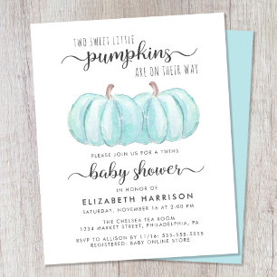 Citrouille Blue Twin Baby Boys Shower Invitation