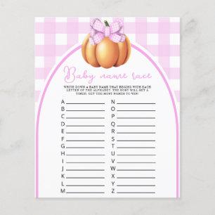 Citrouille bow baby shower Baby name race jeu