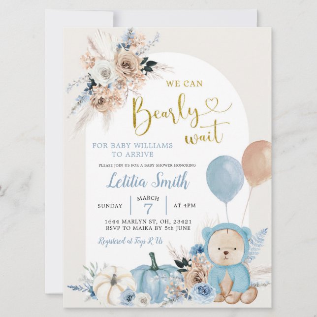 Citrouille Boy  Boy Baby shower Invitation (Devant)