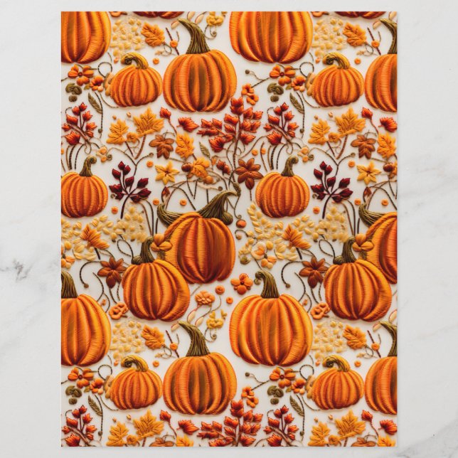 citrouille brodé papier de  motif de l'automne (Devant)