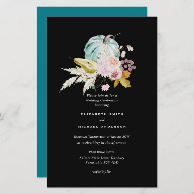 CITROUILLE BUDGET AUTOMNE Thanksgiving Wedding Wed (Devant / Derrière)