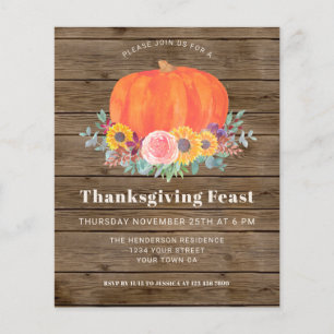 Citrouille Budget Barn Wood Thanksgiving Invitatio