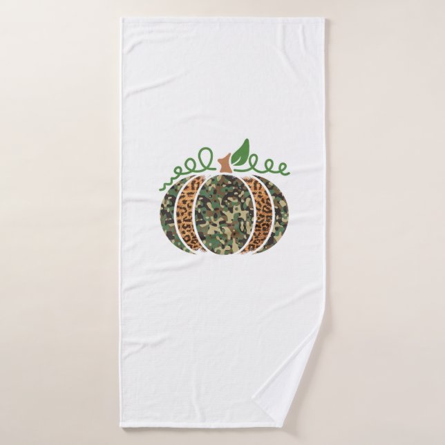 Citrouille Camo Empreinte de léopard Thanksgiving  (Serviette de bain)