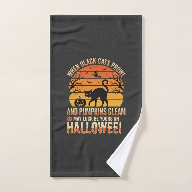 Citrouille Chat Noir Halloween Design Vectoriel (Serviette à main)