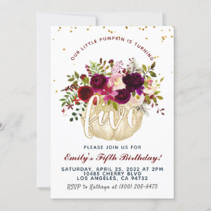 Citrouille cinquième anniversaire Invitation