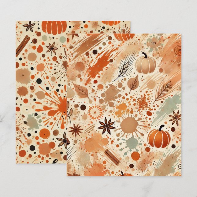 Citrouille d'aquarelle automatique Papier à écaill (Devant / Derrière)