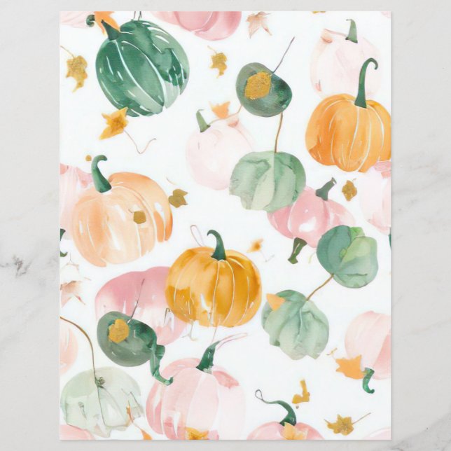 citrouille d'aquarelle chute papier motif (Devant)