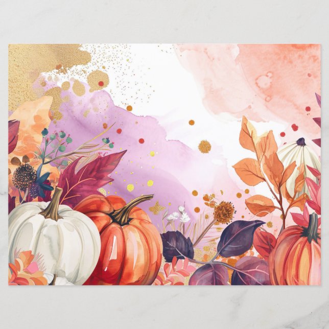 citrouille d'aquarelle chute papier motif (Devant)