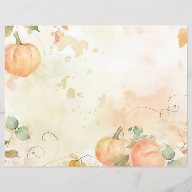 citrouille d'aquarelle chute papier motif (Devant)