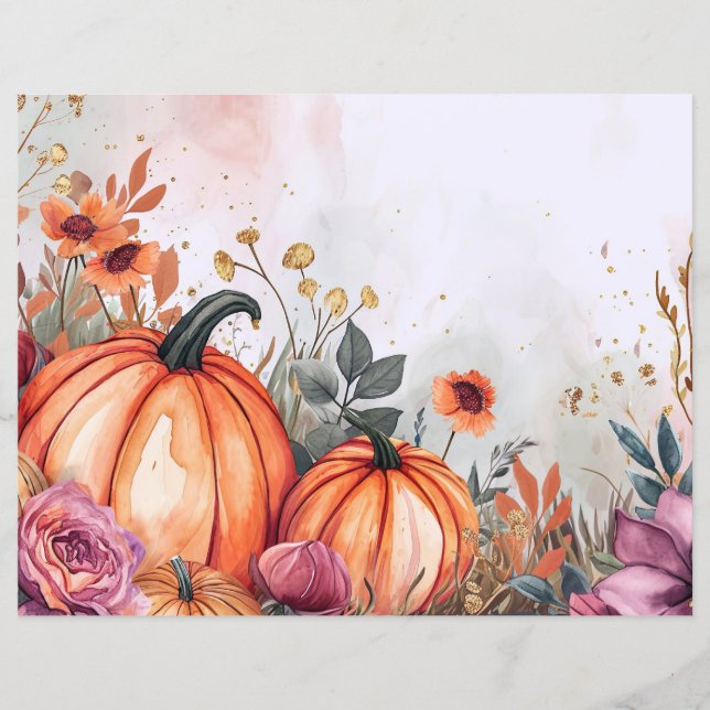 citrouille d'aquarelle chute papier motif (Devant)