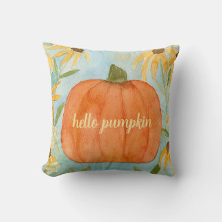 Citrouille d'aquarelle Coussin d'automne Coussin d