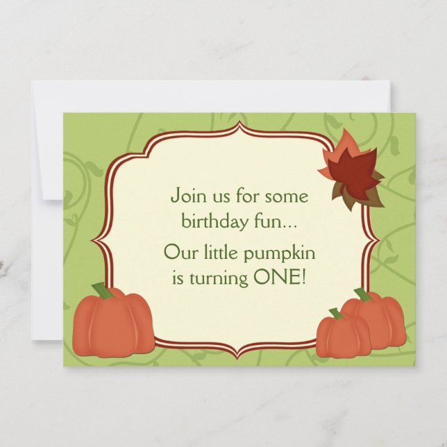 Citrouille d'automne 1er anniversaire Invitation d (Devant)