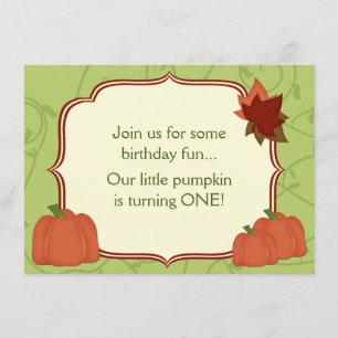 Citrouille d'automne 1er anniversaire Invitation d