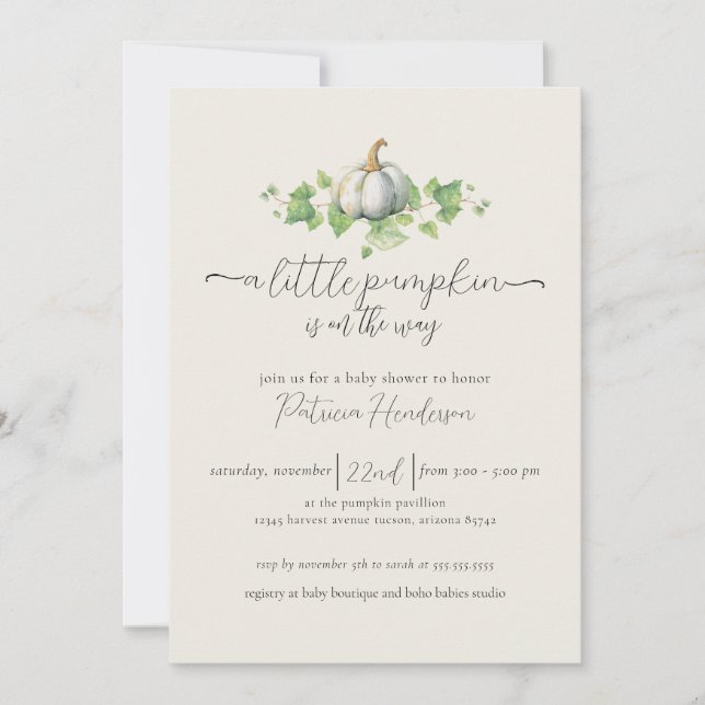 Citrouille d'automne Baby shower genre Invitation  (Devant)
