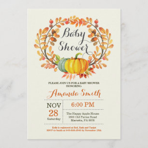 Citrouille d'automne Baby shower Invitation carte