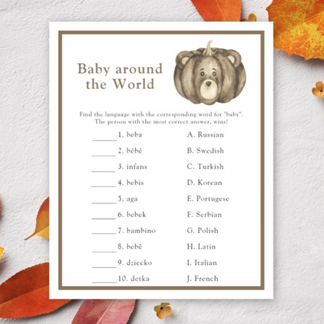 Citrouille d'automne. Bébé autour du monde jeu (Créateur téléchargé)