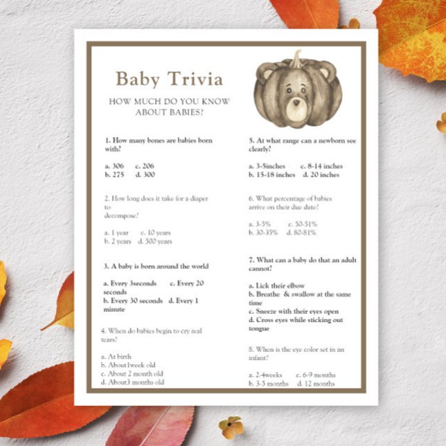 Citrouille d'automne - Bébé Quiz | Jeu de Baby Sho (Créateur téléchargé)