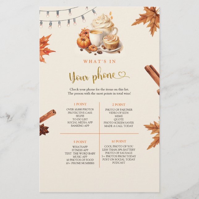 Citrouille d'automne Ce qui est dans votre jeu de  (Devant)