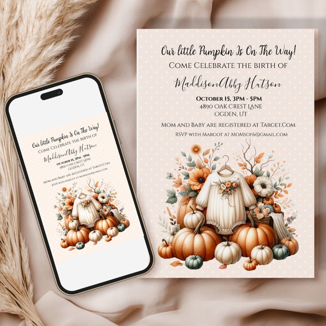 Citrouille d'automne Faire-part bébé Invitation (Celebrate the cozy autumn season with a personalized fall design made just for you! )