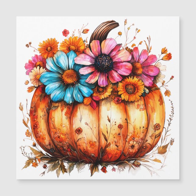 Citrouille d'automne florale aquarelle (Devant)