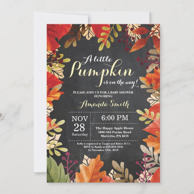 Citrouille d'automne Invitation Baby shower d'auto (Devant)