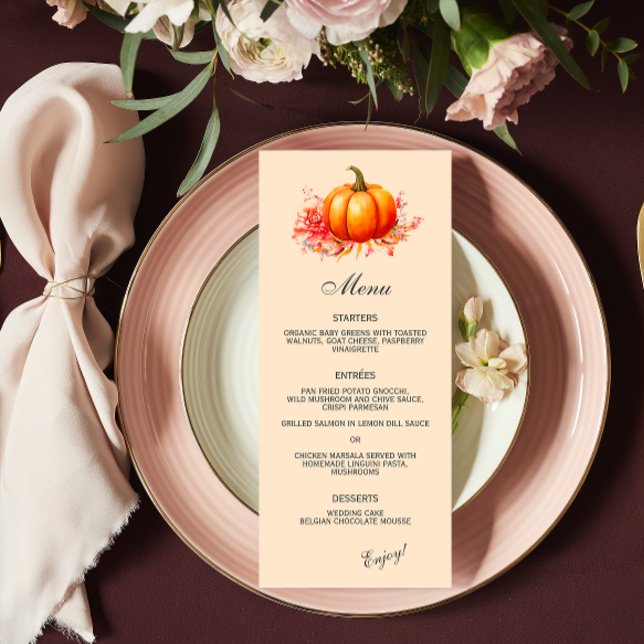 Citrouille d'automne Mariage botanique plat menu (Créateur téléchargé)