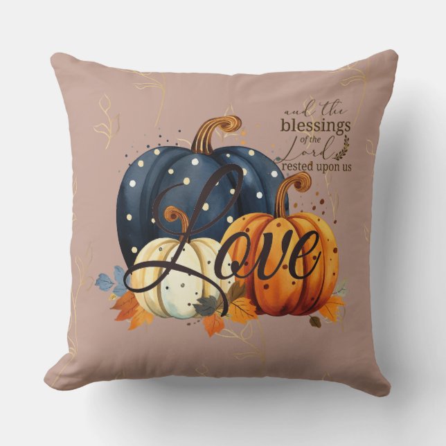 Citrouille d'automne Rose Tint Coussin inspiré (Recto)