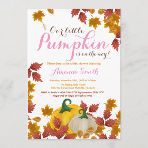 Citrouille de automne invitation Baby shower fille