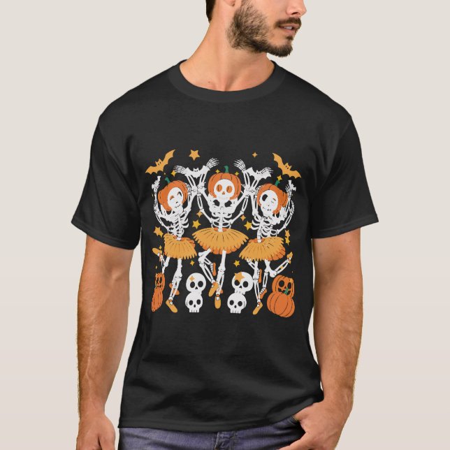 Citrouille de ballet Skeleton T-shirt Halloween -  (Devant)