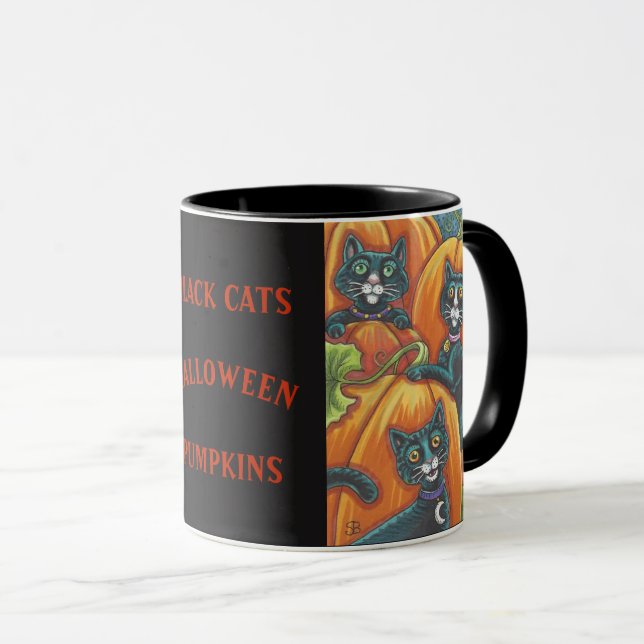 Citrouille de chats noirs Patch HALLOWEEN MUG *Per (Devant droit)