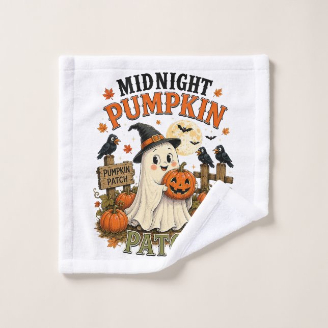 citrouille de minuit fantôme halloween (Gant de toilette)