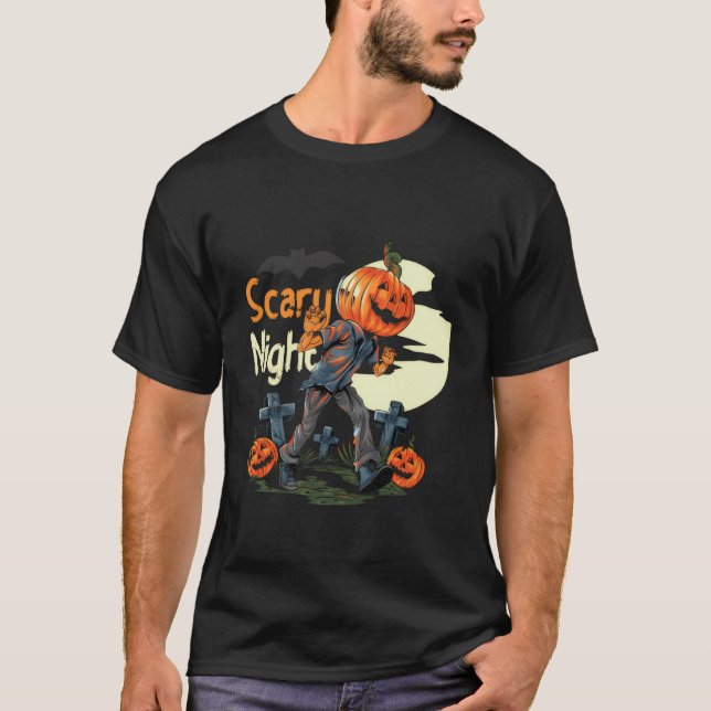 Citrouille de nuit effrayant Halloween T-Shirt (Devant)