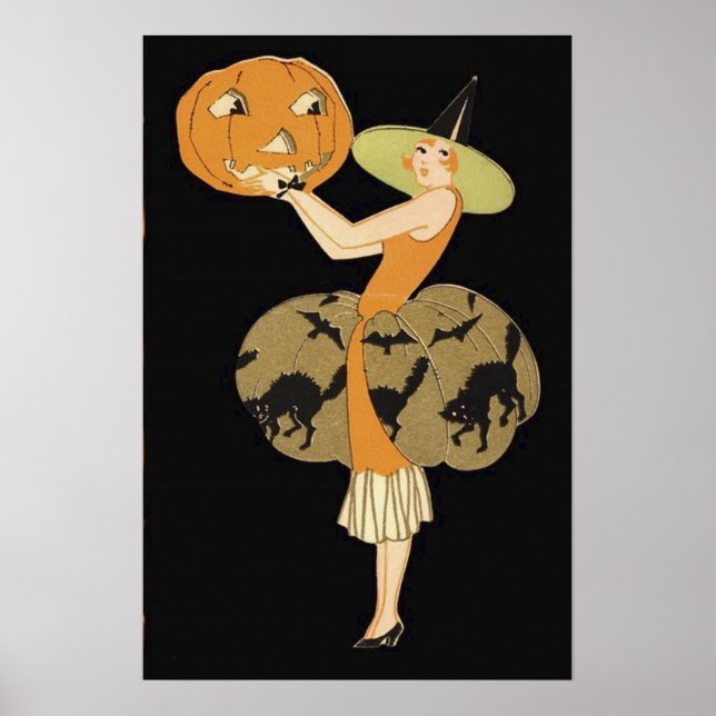 Citrouille de sorcière Art Déco Jack O Lantern Cha (Devant)