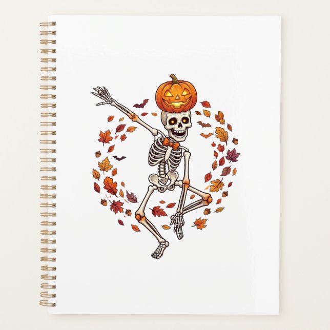 Citrouille de tête de squelette dansant Halloween  (Devant)