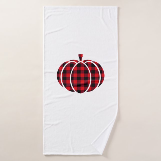 Citrouille de Thanksgiving C rouge et noir (Serviette de bain)