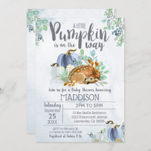 Citrouille Deer Baby shower Invitation Boy Fall