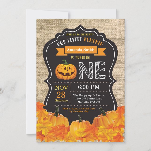 Citrouille d'Halloween 1er anniversaire Invitation (Devant)