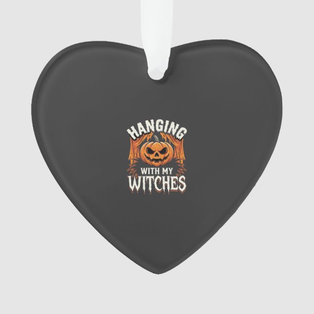 Citrouille d'Halloween avec mes sorcières pendues (devant)
