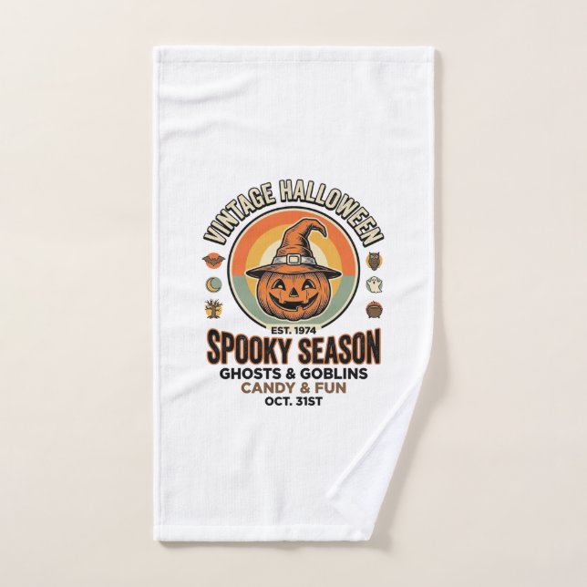 Citrouille d'Halloween Chapeau de Sorcière Vintage (Serviette à main)