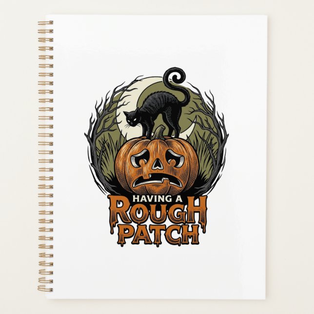 Citrouille d'Halloween Chat Tache Brute Gravure Vi (Devant)