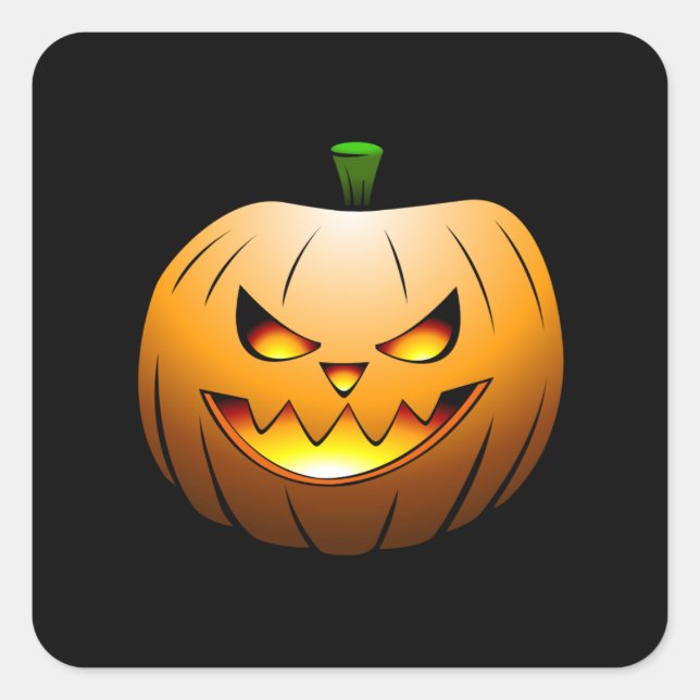 Citrouille d'Halloween en feu sur des autocollants (Devant)