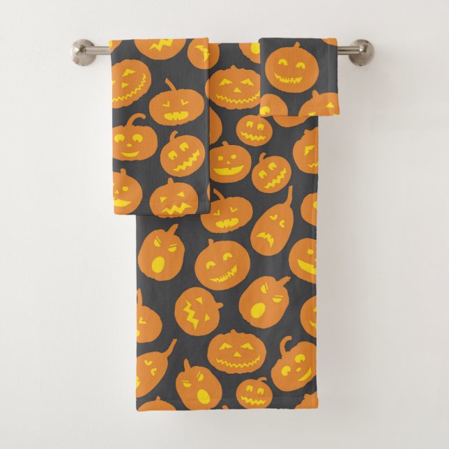 Citrouille d'Halloween Orange Jack O'Lantern Noir (En situation)