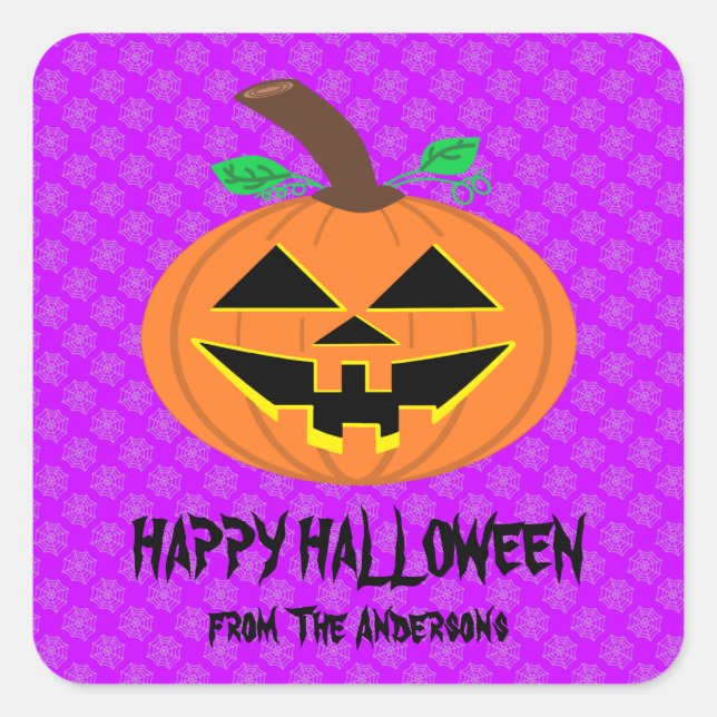 Citrouille d'Halloween sur Stickers Violet (Devant)