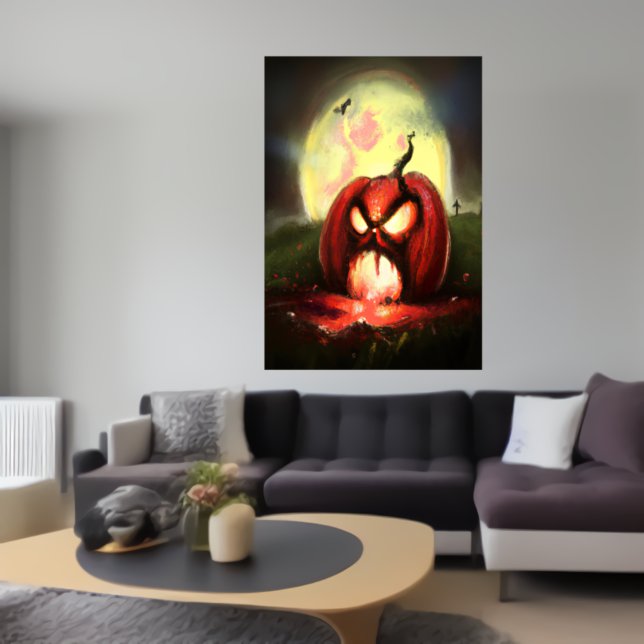 Citrouille d'horreur hurlant | AI Art Poster (Créateur téléchargé)