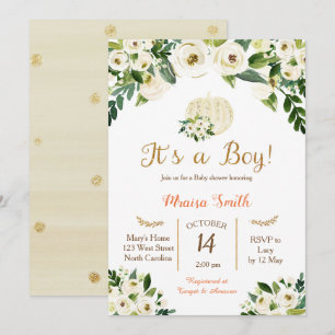 Citrouille d'or blanc Invitation de Baby shower