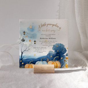 Citrouille d'or bleu Invitation Baby shower d'auto