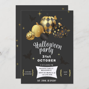 Citrouille d'or Elegant Halloween fête Invitation