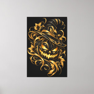 Citrouille dorée d'Halloween sur toile enveloppée