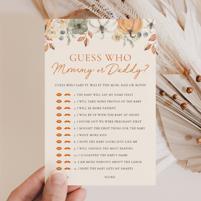 Citrouille Douche Devinez Qui Maman ou Papa Jeu (Créateur téléchargé)